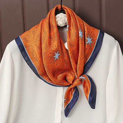 Luxury Satin Silk Square Scarf for Women