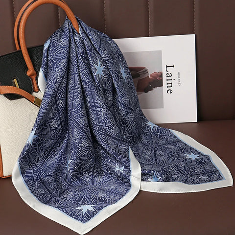 Luxury Satin Silk Square Scarf for Women