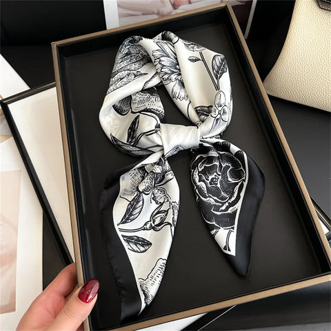 2024 Silk Cat Print Shawl Headscarf