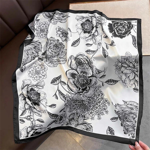 2025 Silk Shawl Cat Print Headscarf