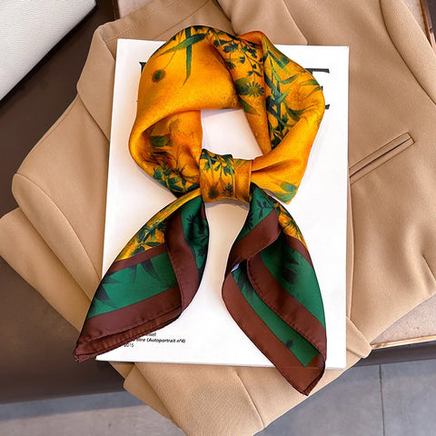 Luxury Silk Plaid Scarf for Women