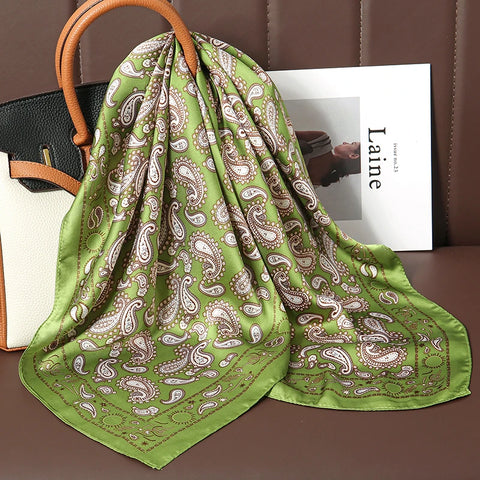 Luxury Satin Silk Square Scarf for Women