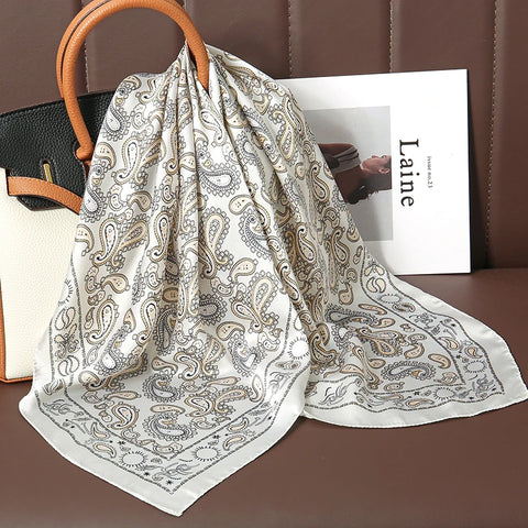 Luxury Satin Silk Square Scarf for Women