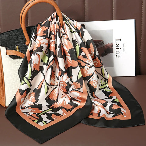 Wild Leopard Print Silk Scarf - Satin Shawl Design
