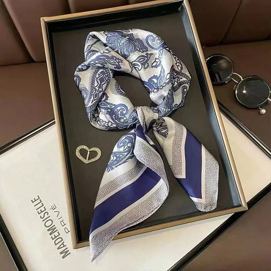 Elegant Floral Silk Hairband Scarf for Women