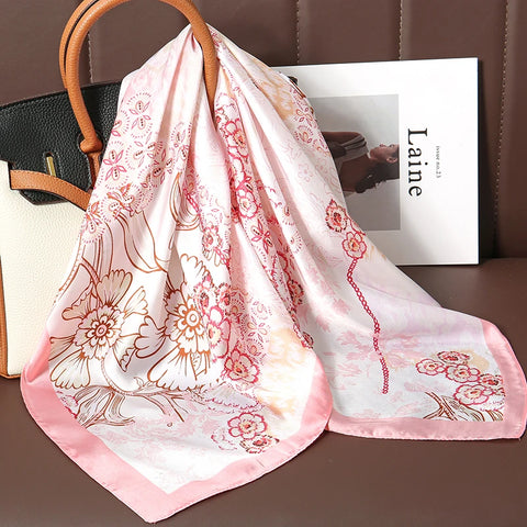 2024 Silk Cat Print Shawl Headscarf