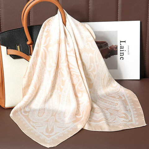 Fashion Print Silk Hairbands Scarf Women 2025 Spring New Elagant Floral Bandana Neck Kerchief Head Bands Foulard Female Scarfs