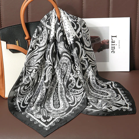 Fashion Print Silk Hairbands Scarf Women 2025 Spring New Elagant Floral Bandana Neck Kerchief Head Bands Foulard Female Scarfs