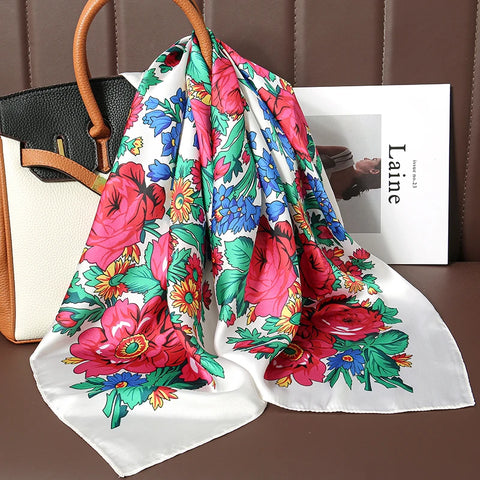 2024 Silk Cat Print Shawl Headscarf