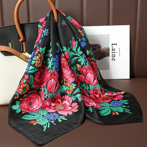 2024 Silk Cat Print Shawl Headscarf