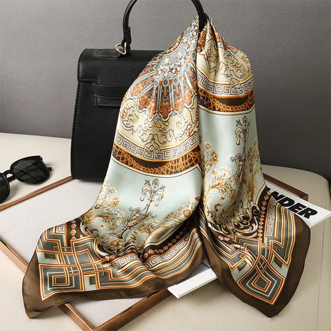 Luxury Silk Plaid Scarf for Women