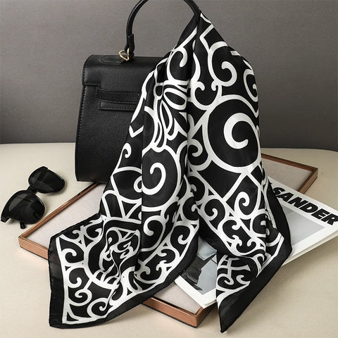 Luxury Silk Plaid Scarf for Women