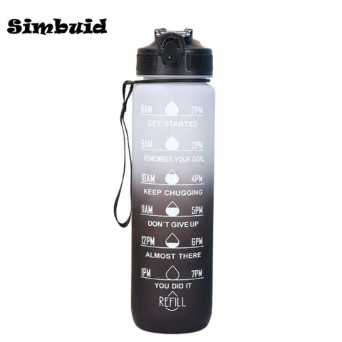 Gradient Color 1000ml Plastic Water Bottle with Straw - Leak-Proof Sports Bottle for Outdoor Adventures