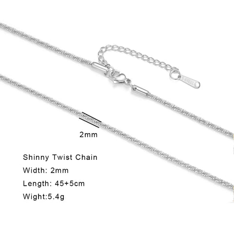 Skyrim Stainless Steel Gold Color Chain Necklace for Women – Minimalist Cuban Paperclip Twisted Snake Chain Fashion Jewelry