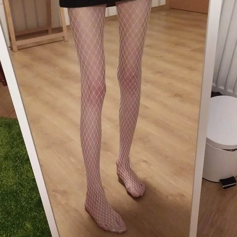 Women’s Elegant White High Waist Fishnet Stockings - Perfect for Summer Styling