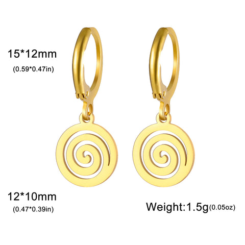 Skyrim Fashion Women Girls Stainless Steel Earrings - Heart Cross Flower Turtle Sun Pendant Hoop Earrings Jewelry Gift Wholesale