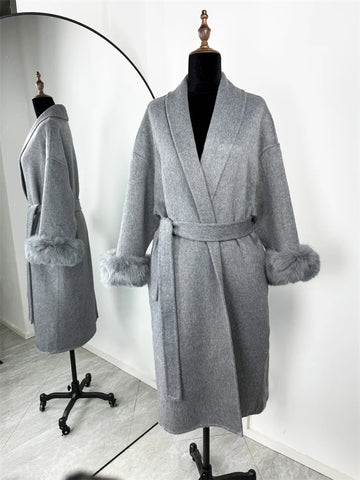 Tossy Fox Fur Wool Overcoat voor dames - Elegante dubbelzijdige wollen korte jas 2025