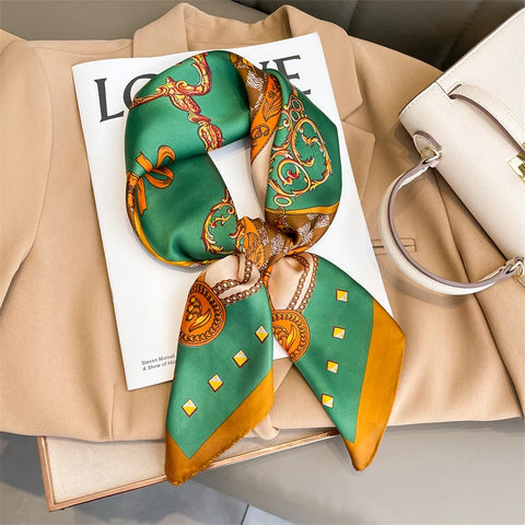 2024 Silk Cat Print Shawl Headscarf