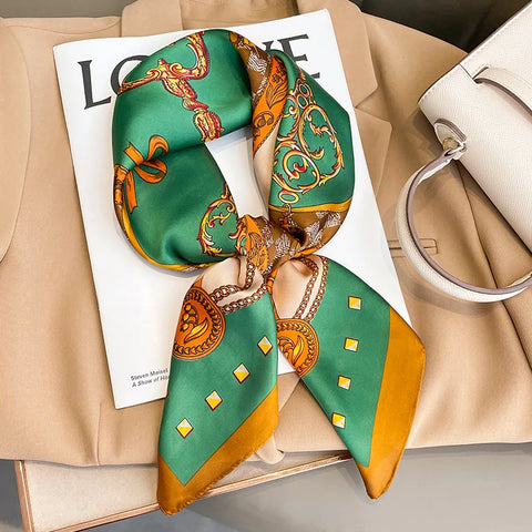 Flower Silk Square Scarf for Women