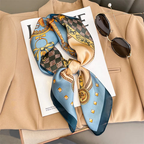 Luxury Silk Plaid Scarf for Women
