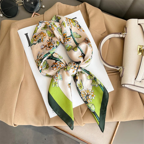Luxury Animal Silk Satin Head Scarf for Women