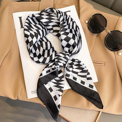 Flower Silk Square Scarf for Women