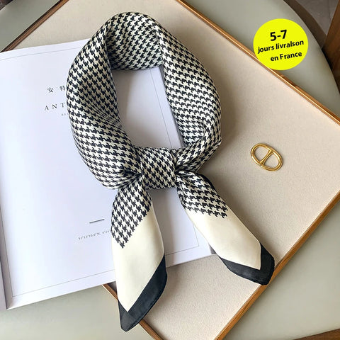 Luxury Silk Plaid Scarf for Women