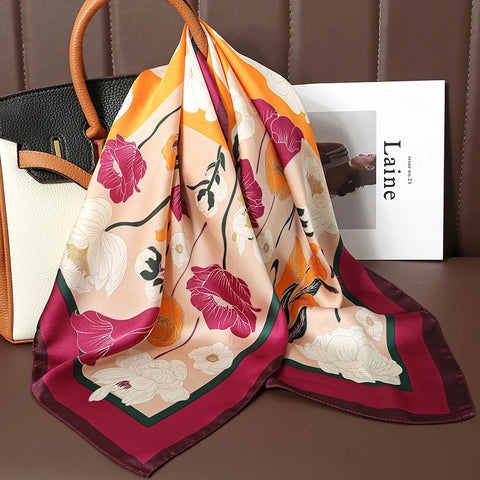 Luxury Animal Silk Satin Head Scarf for Women