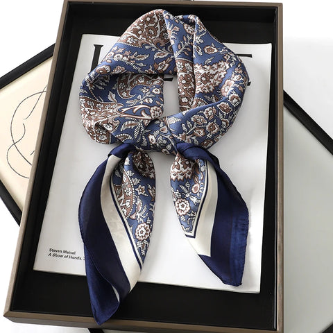 Flower Silk Square Scarf for Women