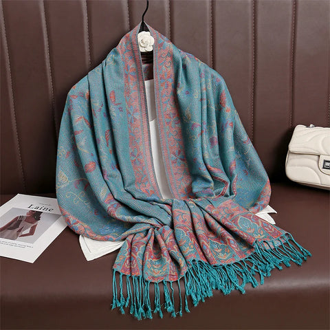 Women Paisley Cashmere Feel Scarf