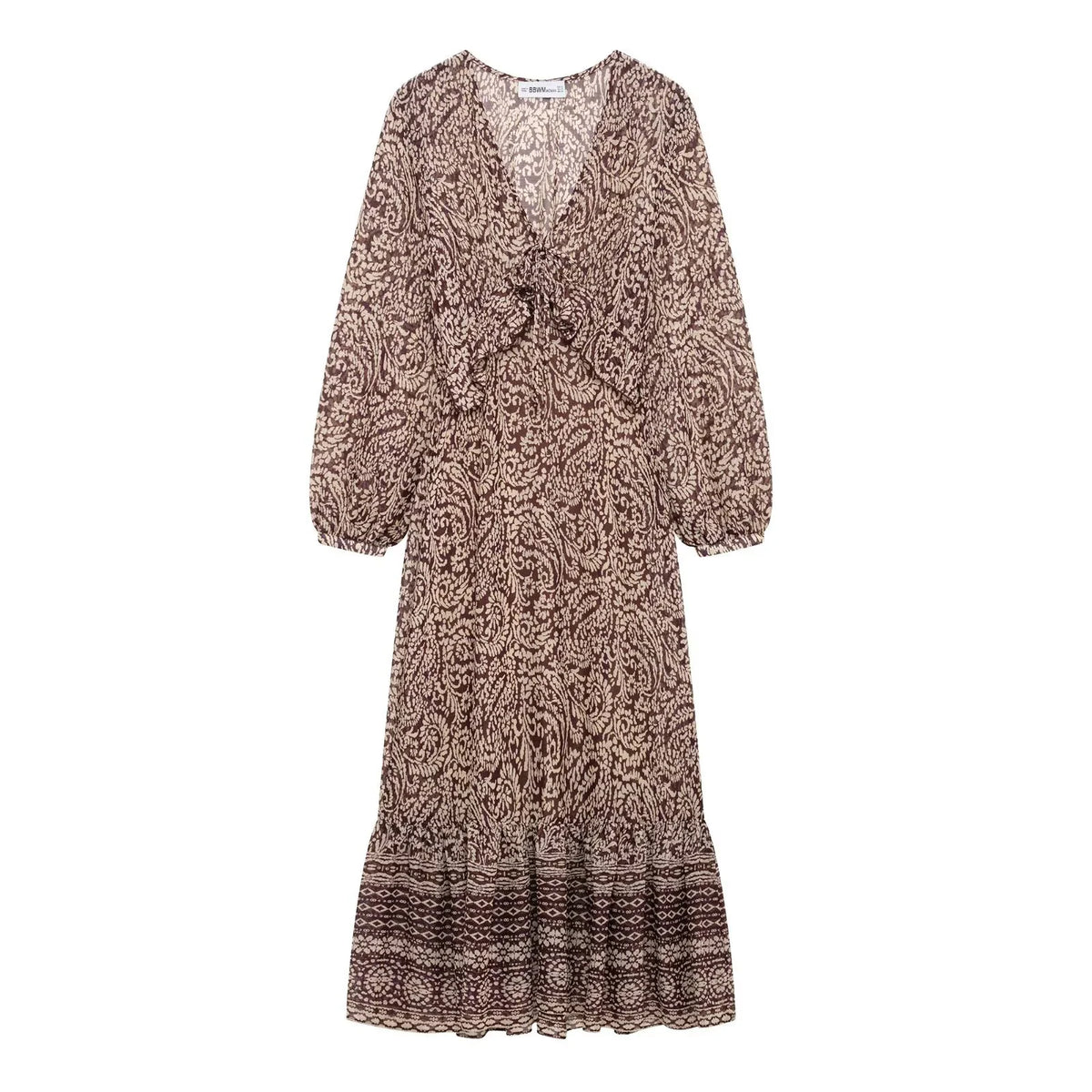 DEEABAE 2025 Spring V-neck Midi Dress