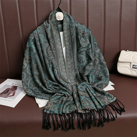 Women Paisley Cashmere Feel Scarf