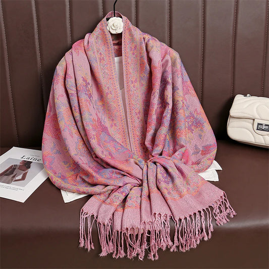 Women Paisley Cashmere Feel Scarf
