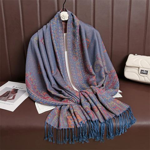 Women Paisley Cashmere Feel Scarf