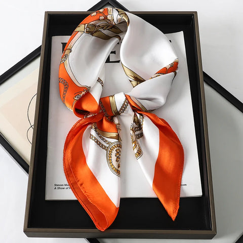 Flower Silk Square Scarf for Women