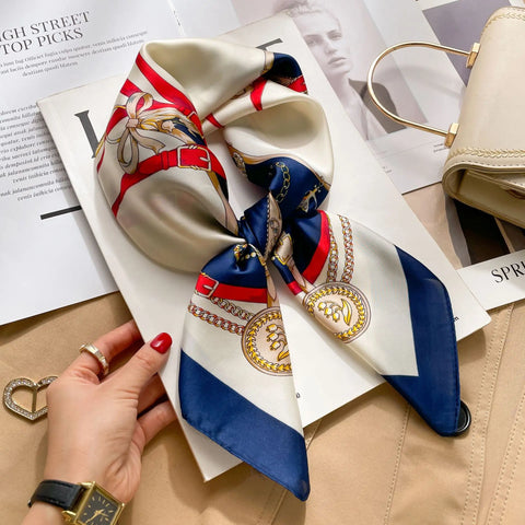 Luxury Animal Silk Satin Head Scarf for Women