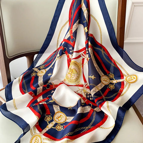 2024 Silk Cat Print Shawl Headscarf