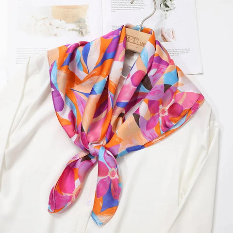 2025 New Fashion 70X70cm Printed Women's Pashmina Silk Scarf