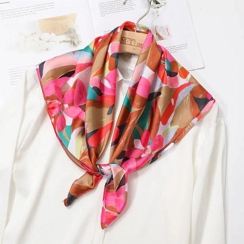 2025 New Fashion 70X70cm Printed Women's Pashmina Silk Scarf