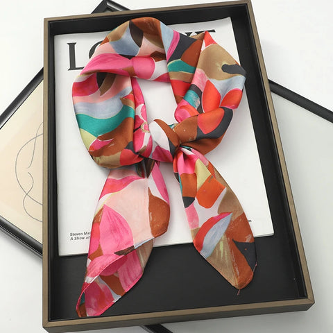 2024 Silk Cat Print Shawl Headscarf