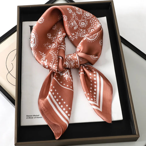 Fashion Print Silk Hairbands Scarf Women 2025 Spring New Elagant Floral Bandana Neck Kerchief Head Bands Foulard Female Scarfs