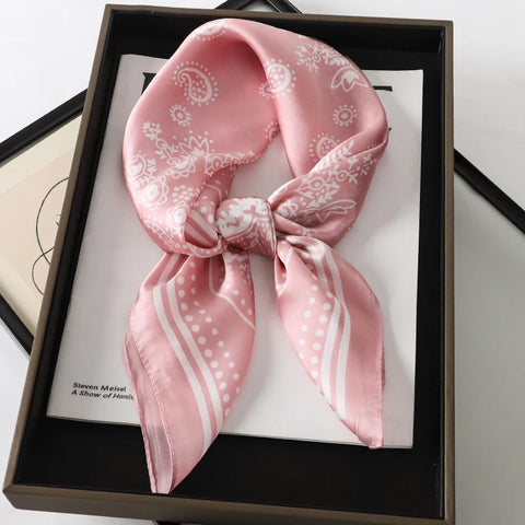 Fashion Print Silk Hairbands Scarf Women 2025 Spring New Elagant Floral Bandana Neck Kerchief Head Bands Foulard Female Scarfs