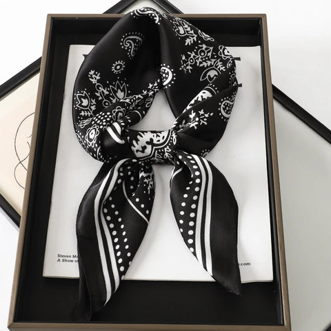 Fashion Print Silk Hairbands Scarf Women 2025 Spring New Elagant Floral Bandana Neck Kerchief Head Bands Foulard Female Scarfs