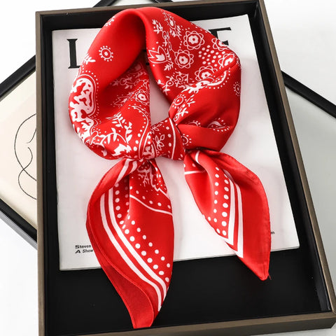 Fashion Print Silk Hairbands Scarf Women 2025 Spring New Elagant Floral Bandana Neck Kerchief Head Bands Foulard Female Scarfs