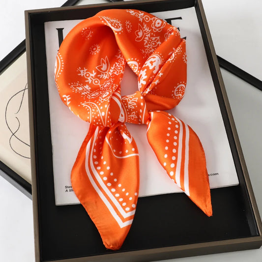 Fashion Print Silk Hairbands Scarf Women 2025 Spring New Elagant Floral Bandana Neck Kerchief Head Bands Foulard Female Scarfs