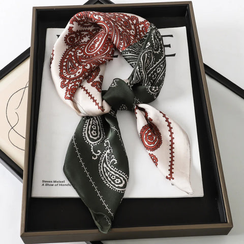 2025 New Fashion 70X70cm Printed Women's Pashmina Silk Scarf