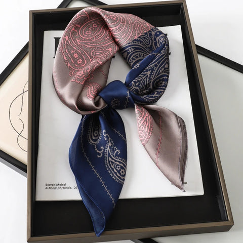 Fashion Print Silk Hairbands Scarf Women 2025 Spring New Elagant Floral Bandana Neck Kerchief Head Bands Foulard Female Scarfs