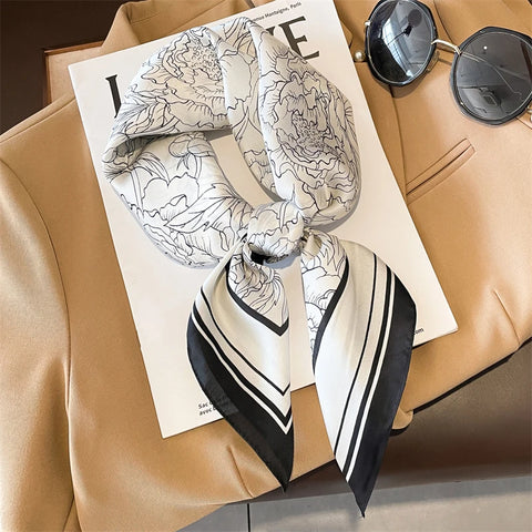 Flower Silk Square Scarf for Women