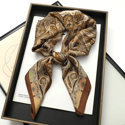 2025 New Fashion 70X70cm Printed Women's Pashmina Silk Scarf
