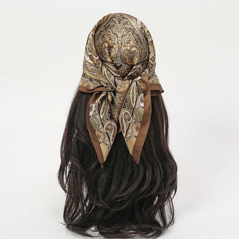 Luxury Animal Silk Satin Head Scarf for Women